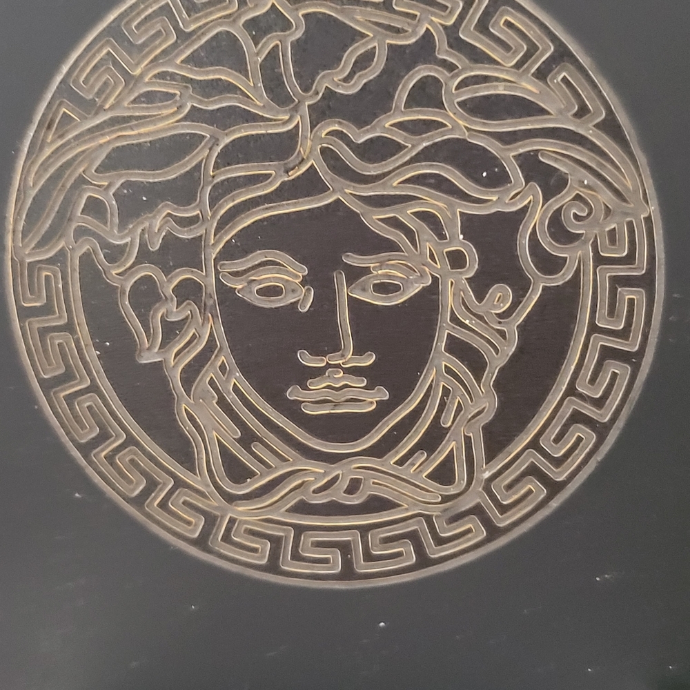 Versace Palazzo Yellow Gold Plated Medusa Plaque Mens Black Calfskin Leather Stu - Picture 6 of 8